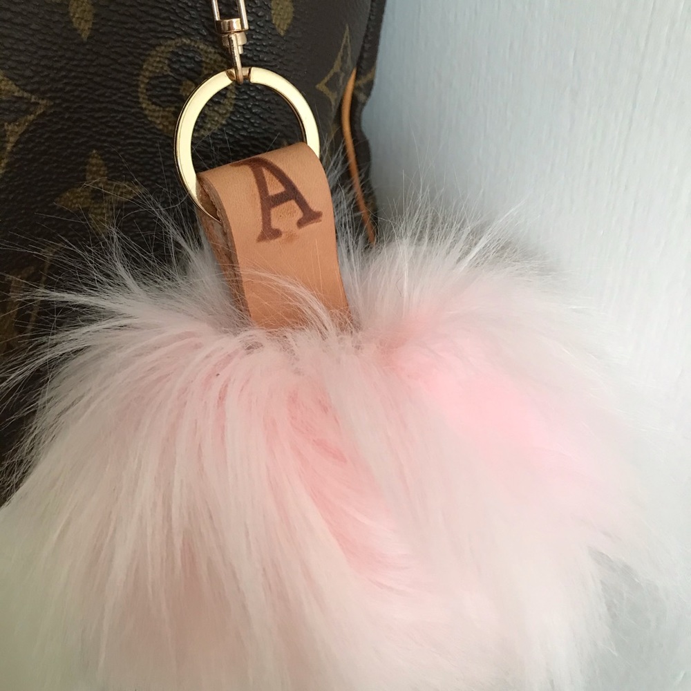 Personalized Pale Pale Pink Pompom Bag Charm